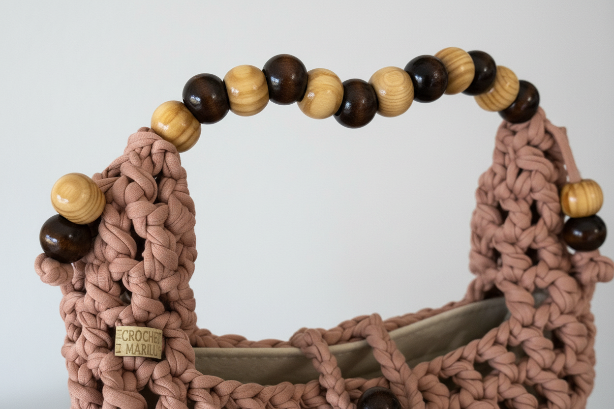 Détail des perles en bois